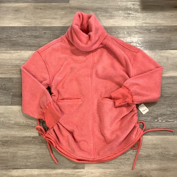 Free People We the Free sweet pink rose soft tie fireside funnel tunic top M NWT - Picture 2 of 9